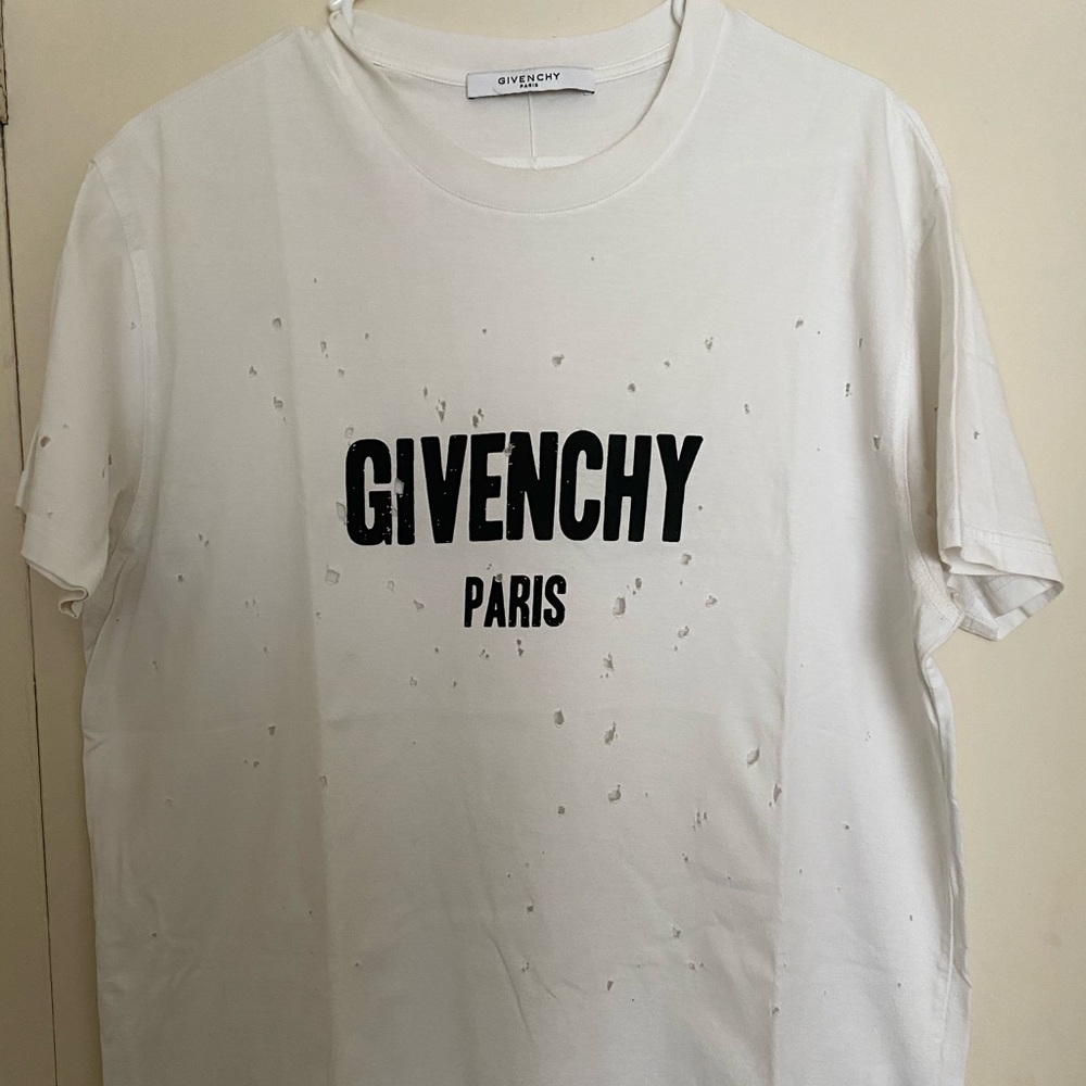 GIVENCHY PARIS WHITE DESTROYED T-shirt